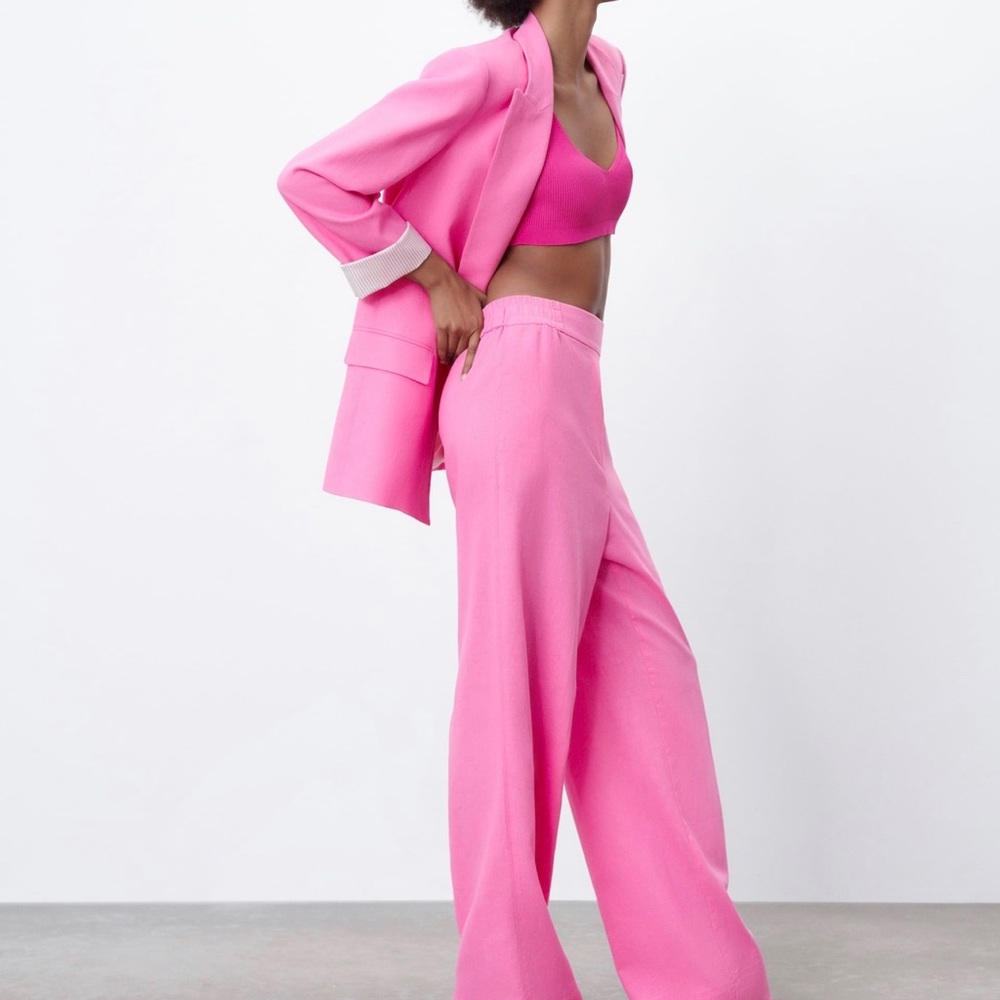 Zara linen blend pants and blazer.